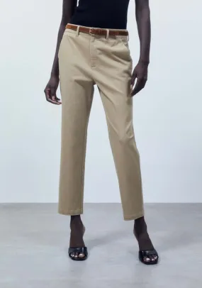 Belted chino trousers - Camel