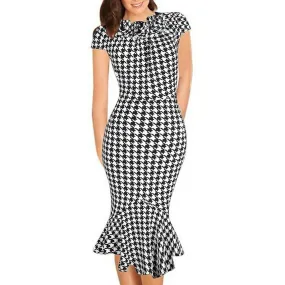 Black & White Houndstooth Ruffle Dress