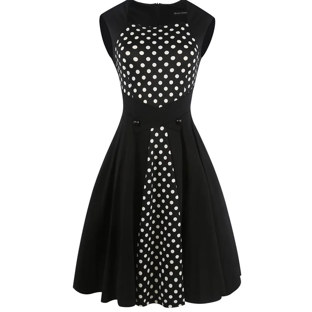 Black & White Polka Dot Contrast Dress