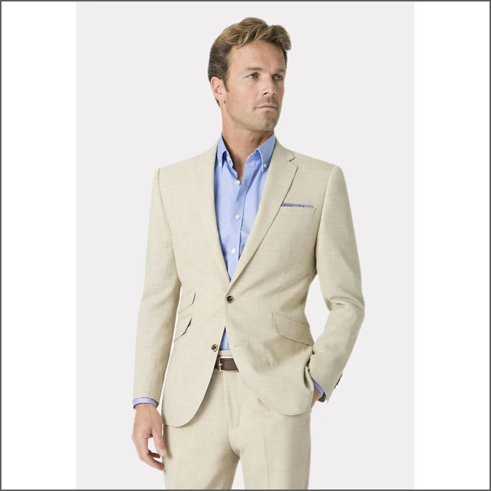 Brook Taverner Tailored Fit Natural Linen Mix Suit Trouser<><>