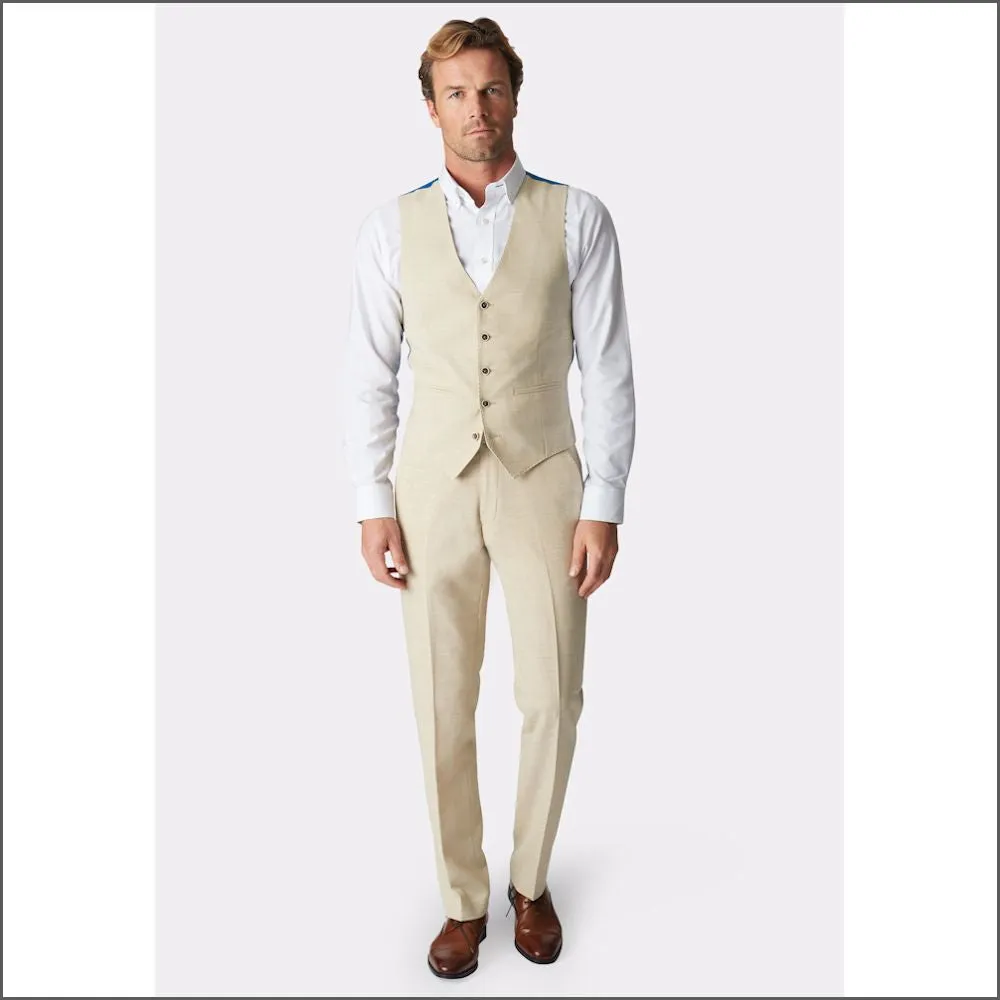 Brook Taverner Tailored Fit Natural Linen Mix Suit Trouser<><>