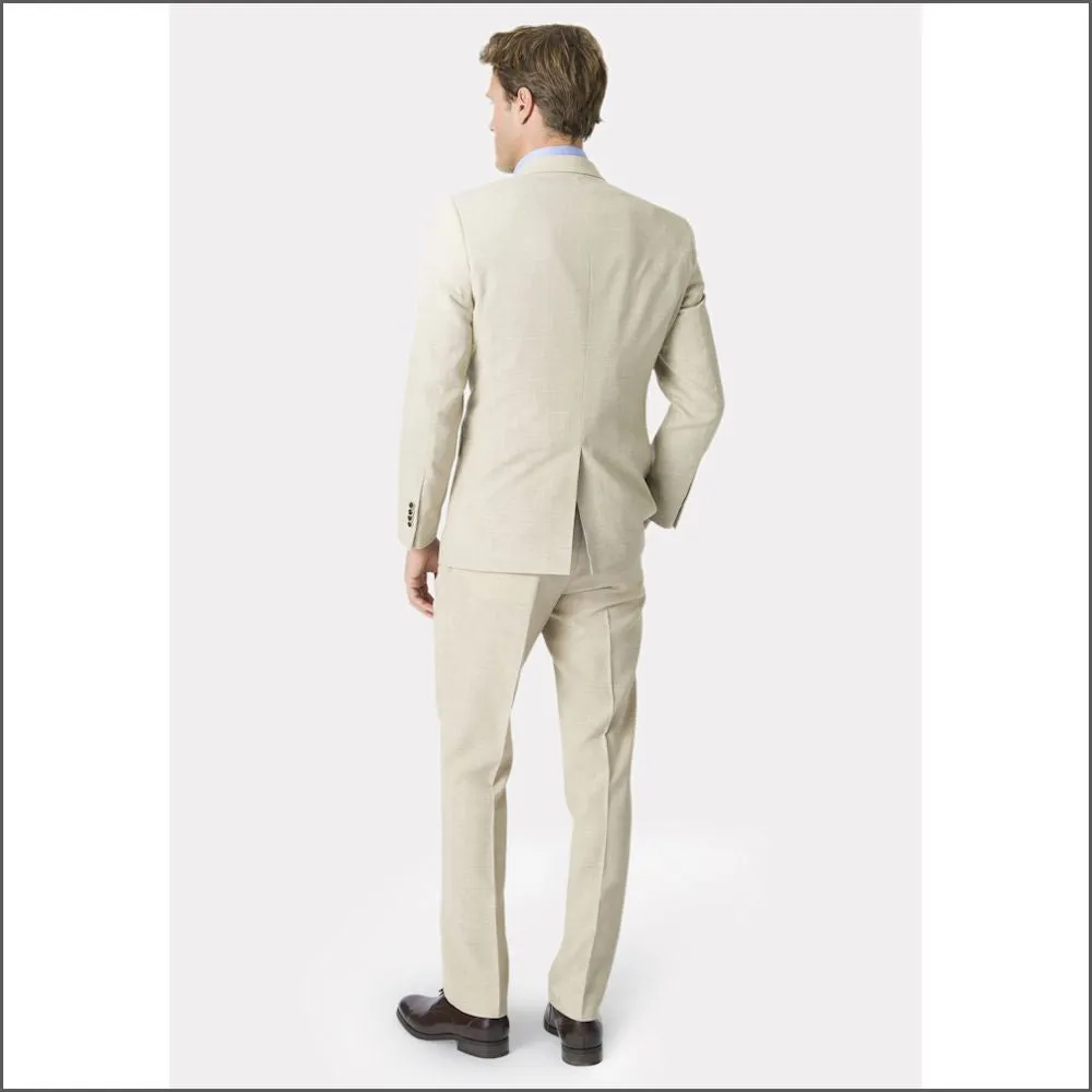 Brook Taverner Tailored Fit Natural Linen Mix Suit Trouser<><>