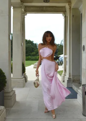 Candy-Pink Strappy Maxi-Dress