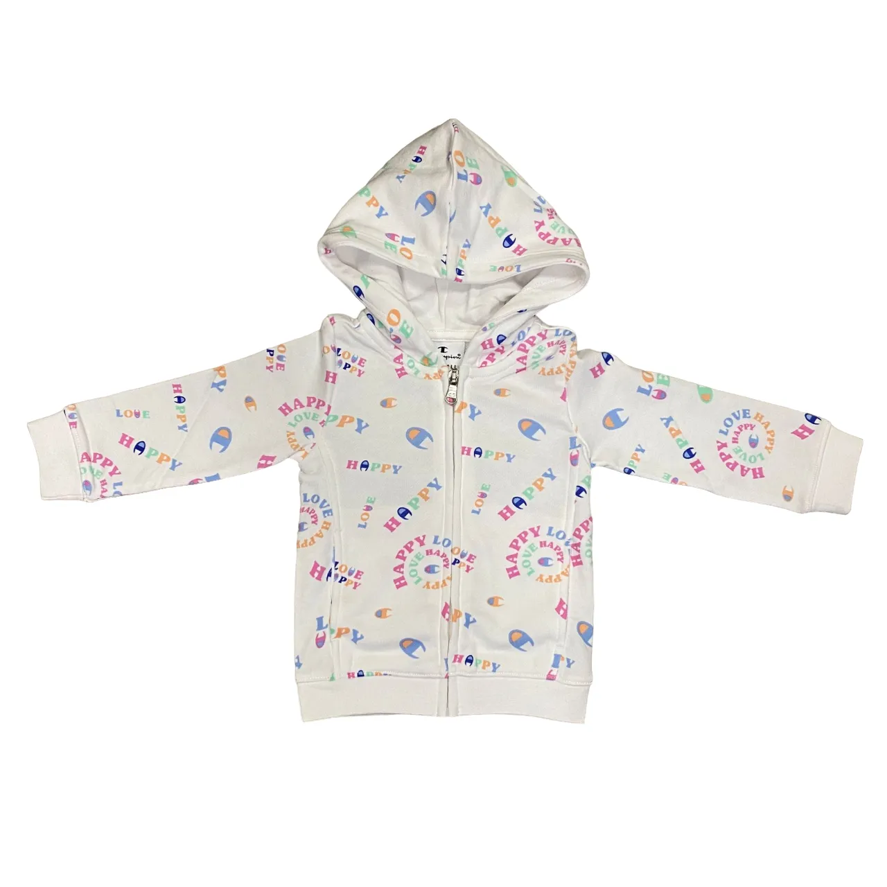 Champion girl's tracksuit with hood and tight-fitting trousers 404974 WL001 white-pink