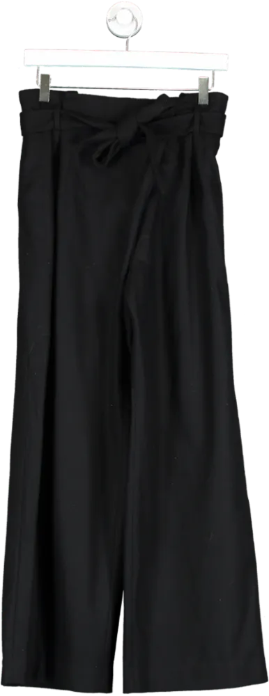 cos Black Wide Leg Wool Blend Trousers UK 6