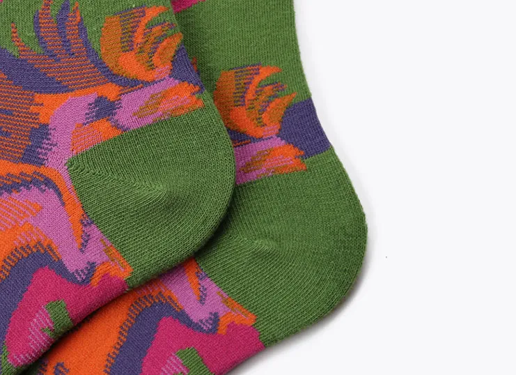 Crew Socks | Funky Socks - Green Floral