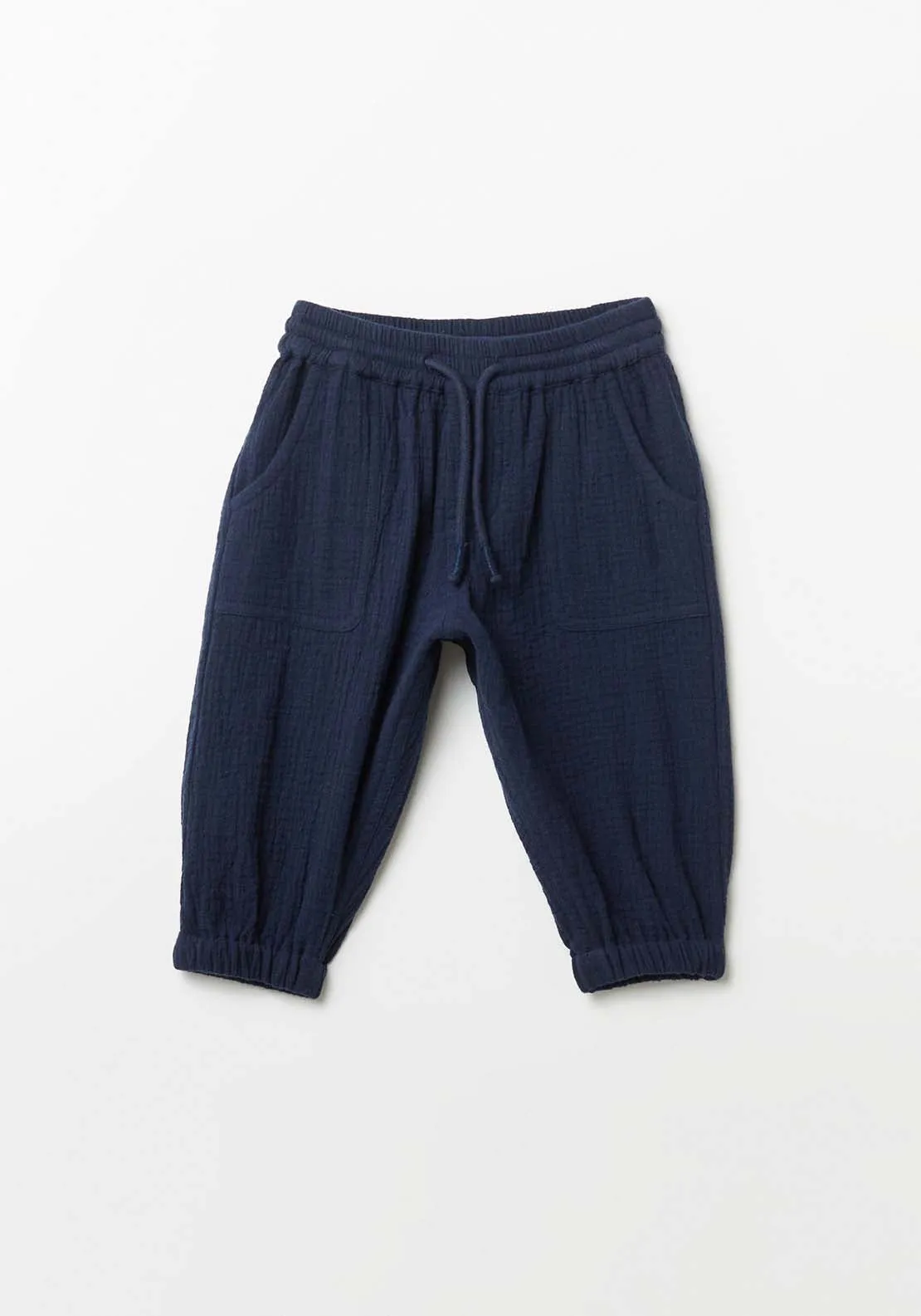 Cuffed Denim Pants - Navy / Blue