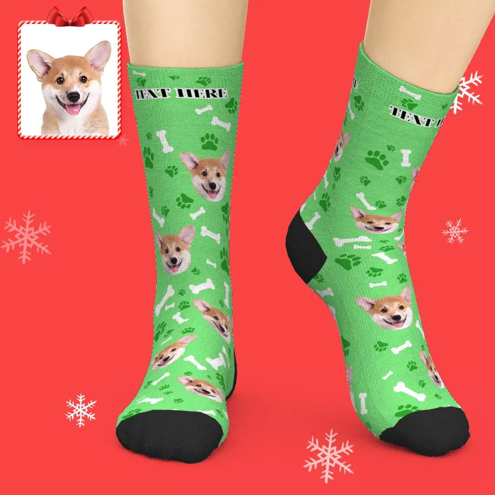 Custom Face Dog Socks With Your Text 3D preview