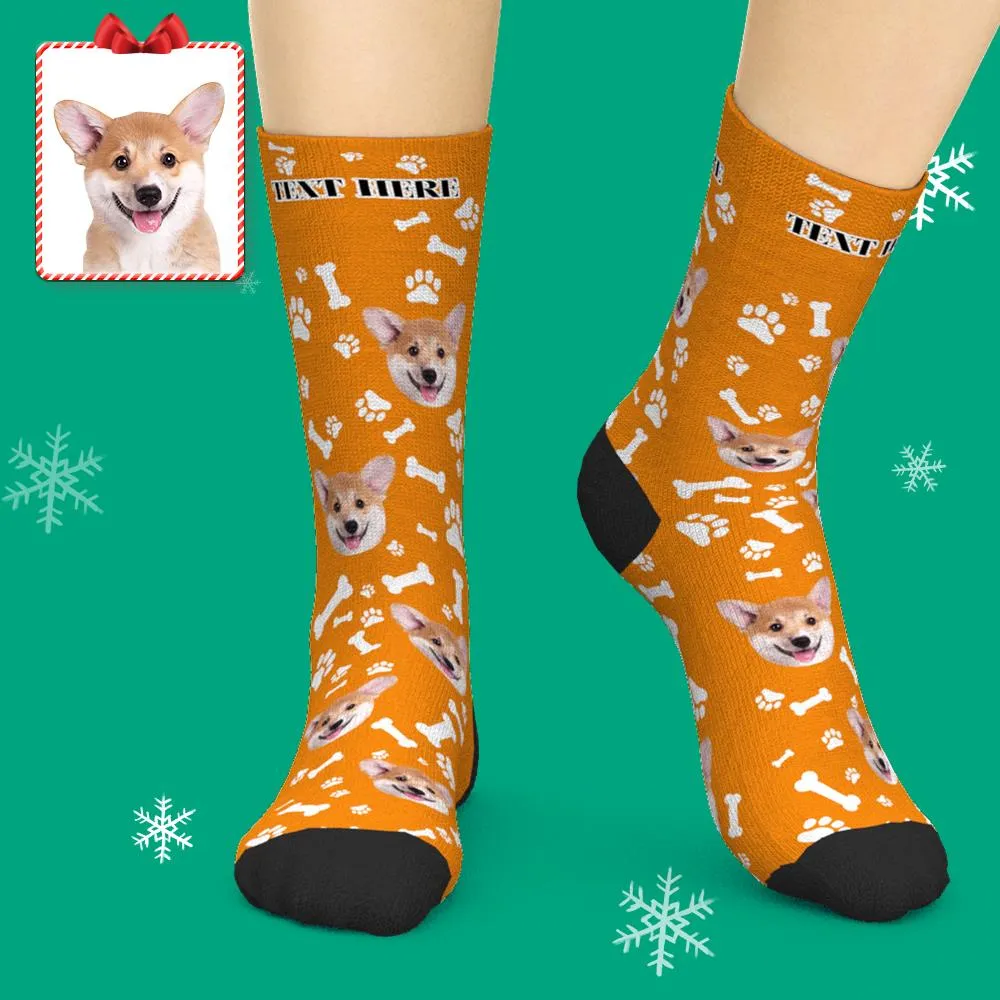 Custom Face Dog Socks With Your Text 3D preview