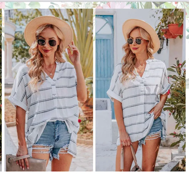 DEMI loose fit stripe shirt