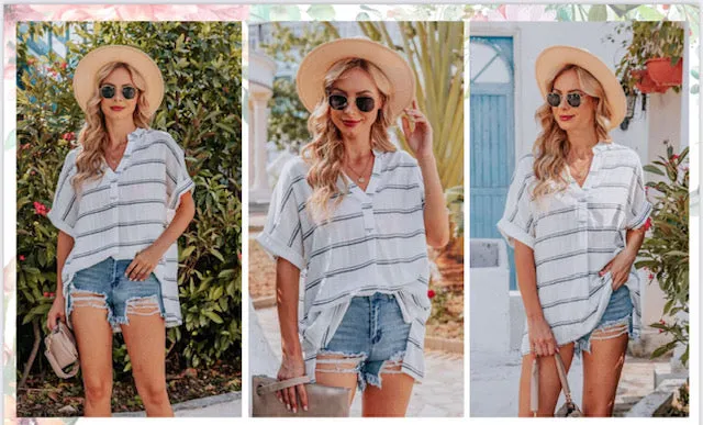 DEMI loose fit stripe shirt