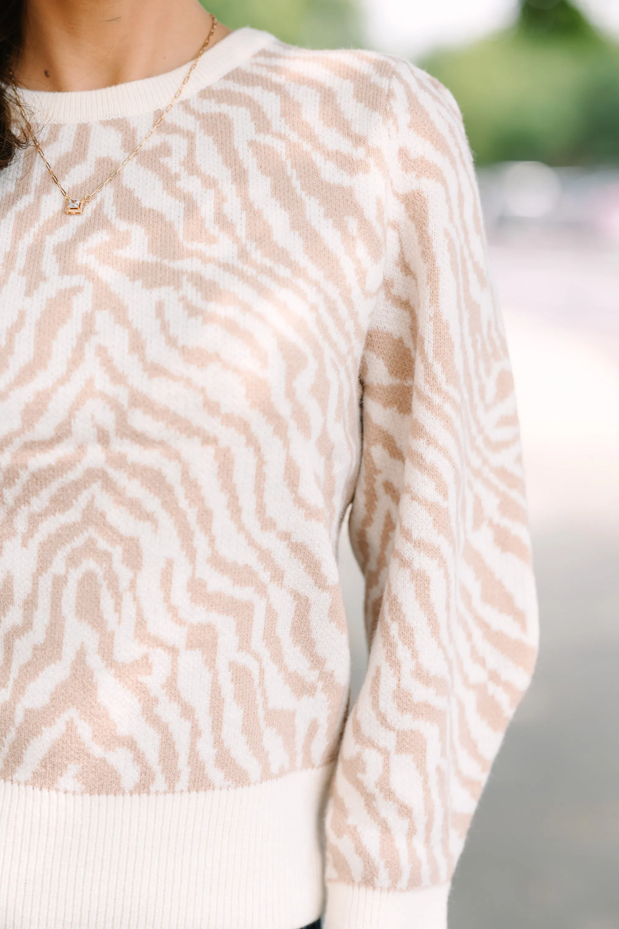 From Now On Cream White Zebra Sweater