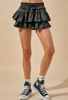 Georgina Ruffle Skort-Black