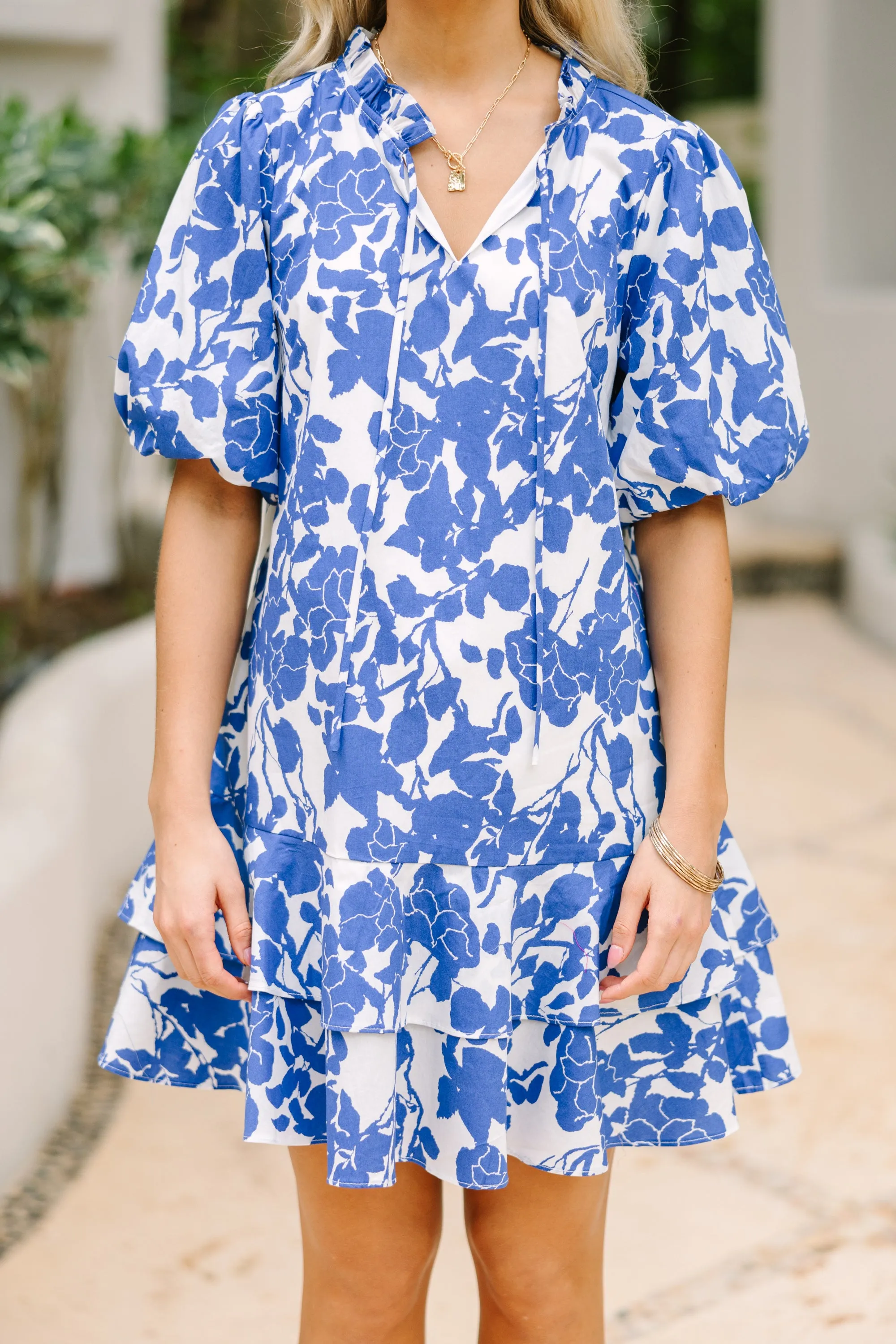 Get What You Love Blue Floral Dress