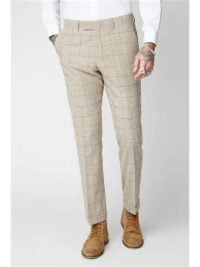 Gibson Wylam Beige Stone Check Tweed Trousers