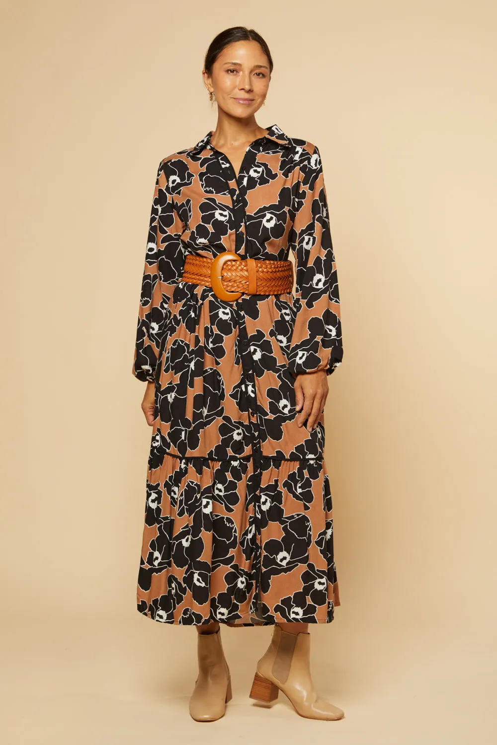 Ginette Billow Sleeve Maxi Dress in Autumn Lily