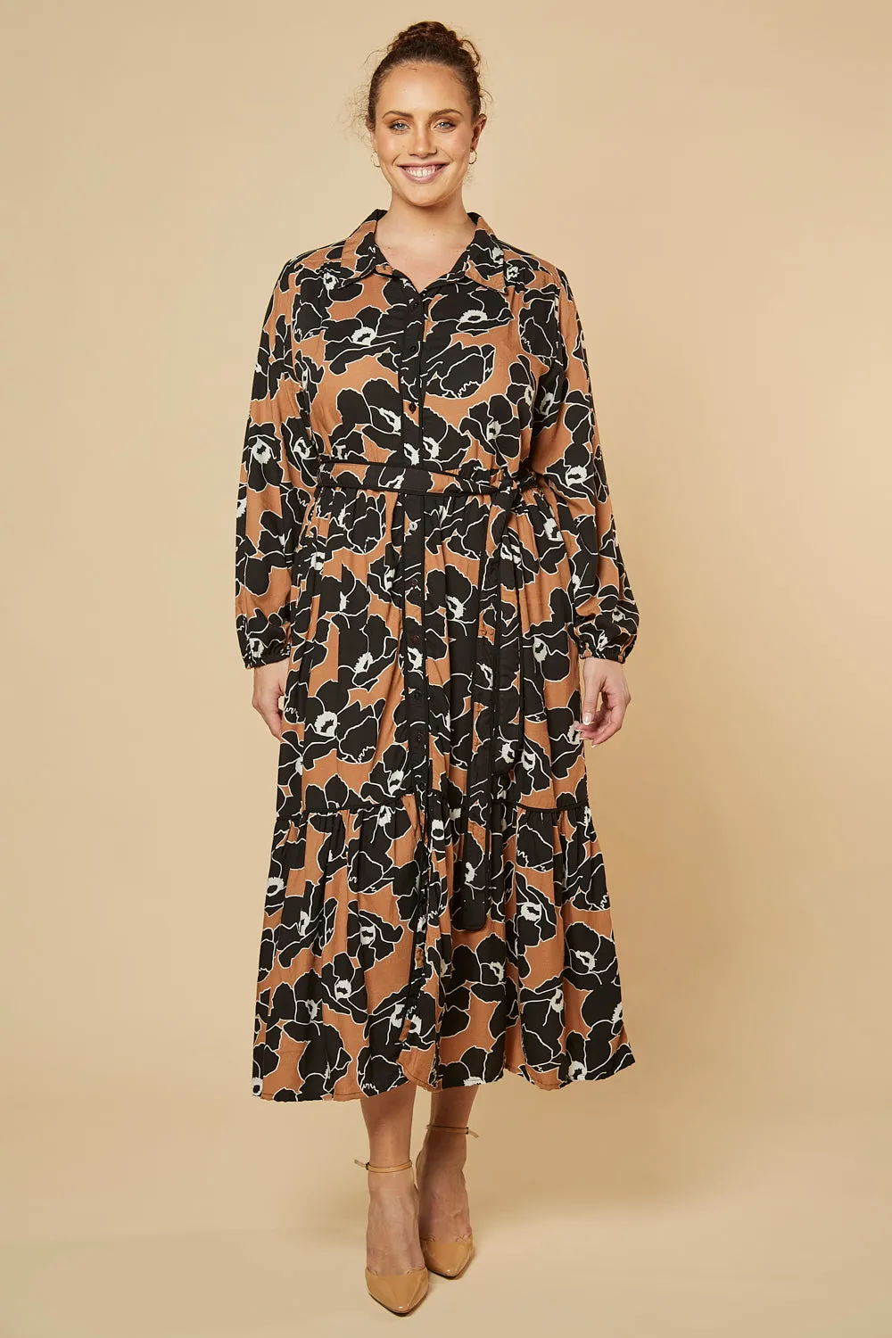 Ginette Billow Sleeve Maxi Dress in Autumn Lily