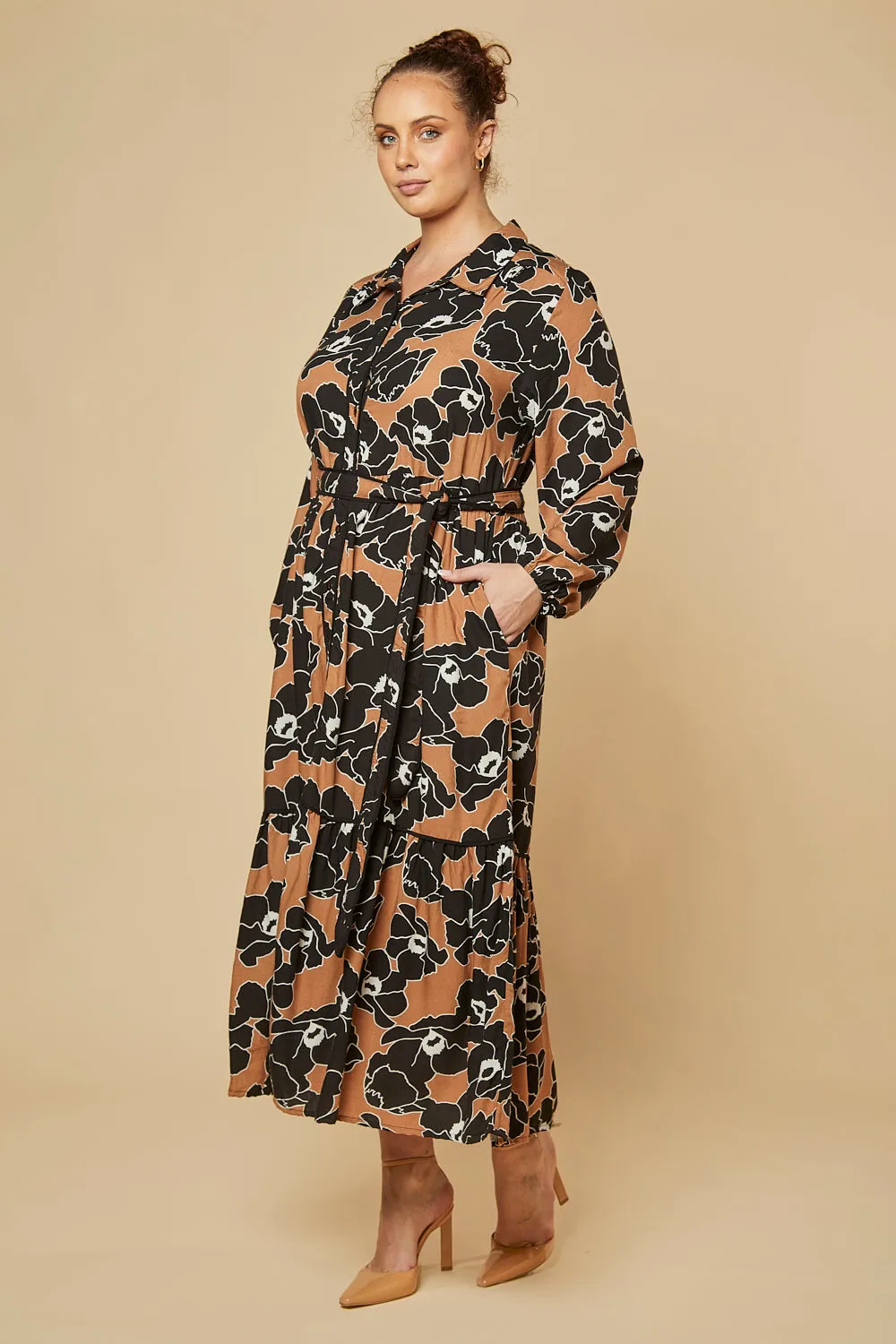 Ginette Billow Sleeve Maxi Dress in Autumn Lily