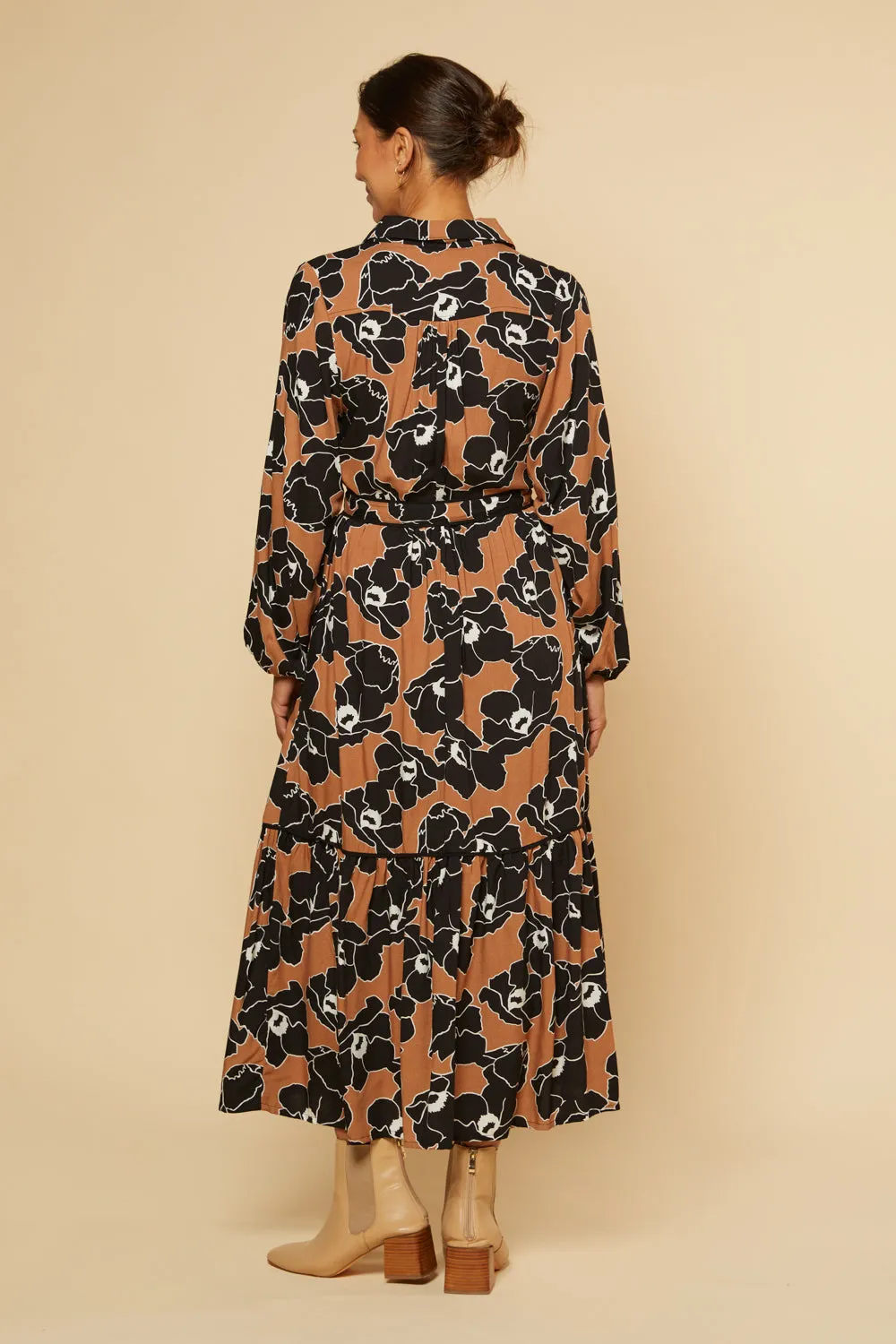 Ginette Billow Sleeve Maxi Dress in Autumn Lily