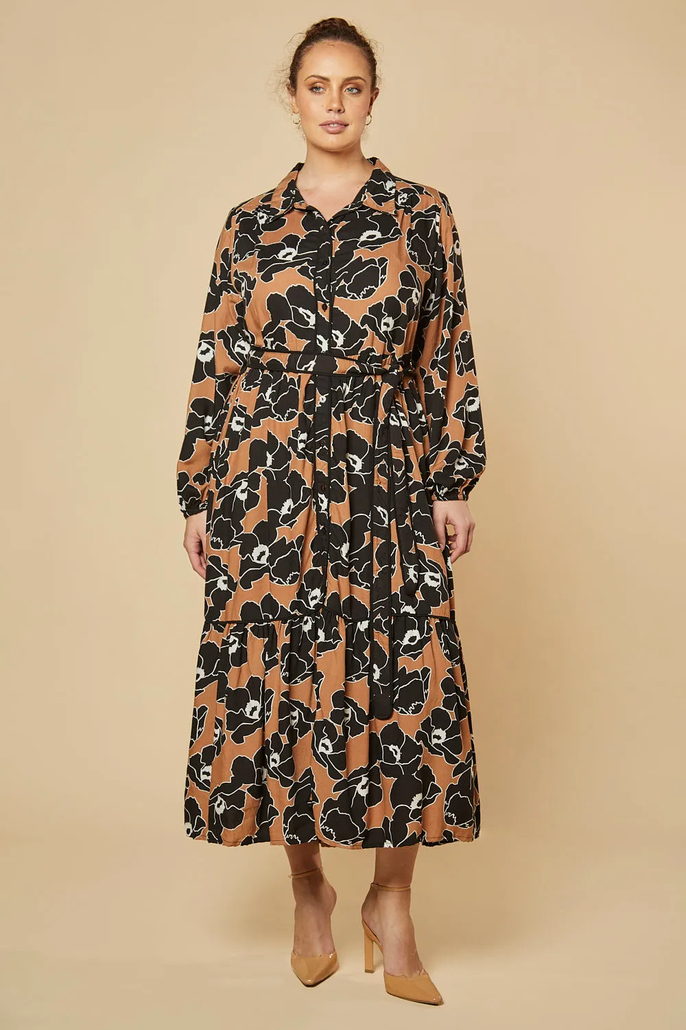 Ginette Billow Sleeve Maxi Dress in Autumn Lily