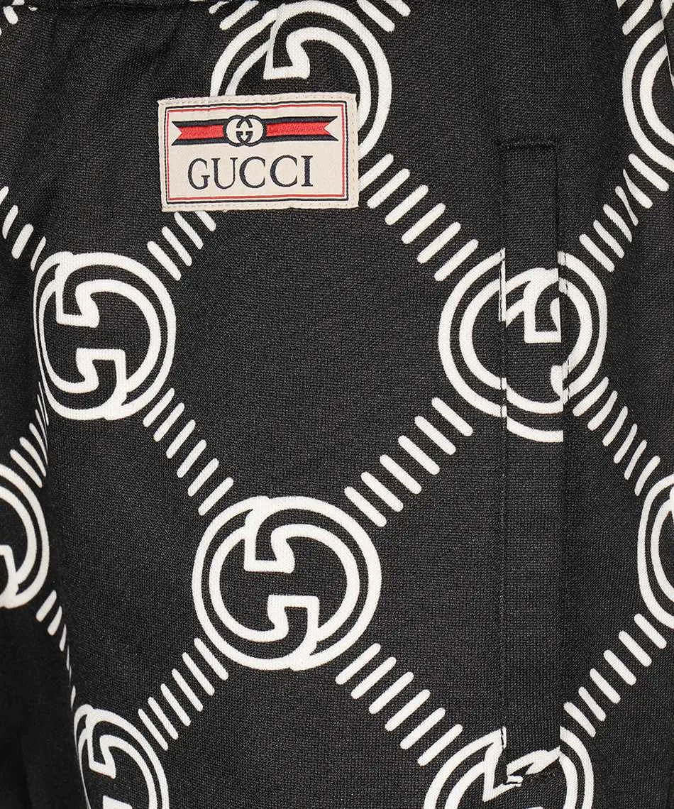 Gucci Black / White Interlocking G Track Trousers UK XXS