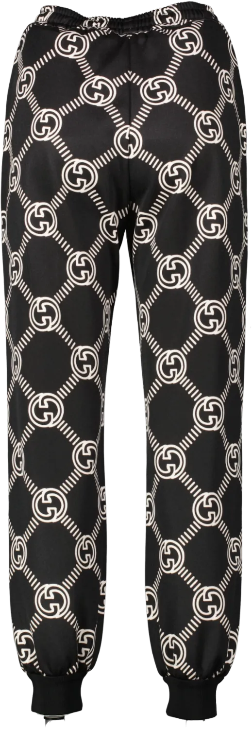 Gucci Black / White Interlocking G Track Trousers UK XXS