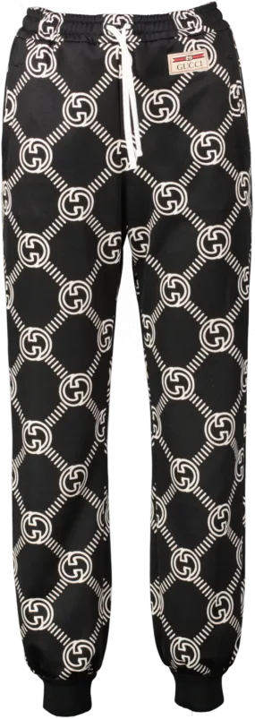 Gucci Black / White Interlocking G Track Trousers UK XXS