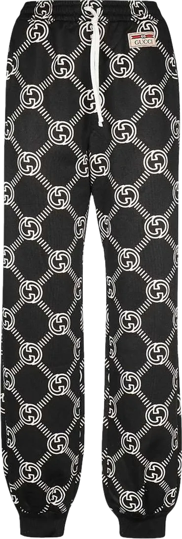 Gucci Black / White Interlocking G Track Trousers UK XXS