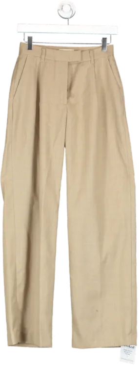 H&M Cream Tailored Wool-blend Trousers W34