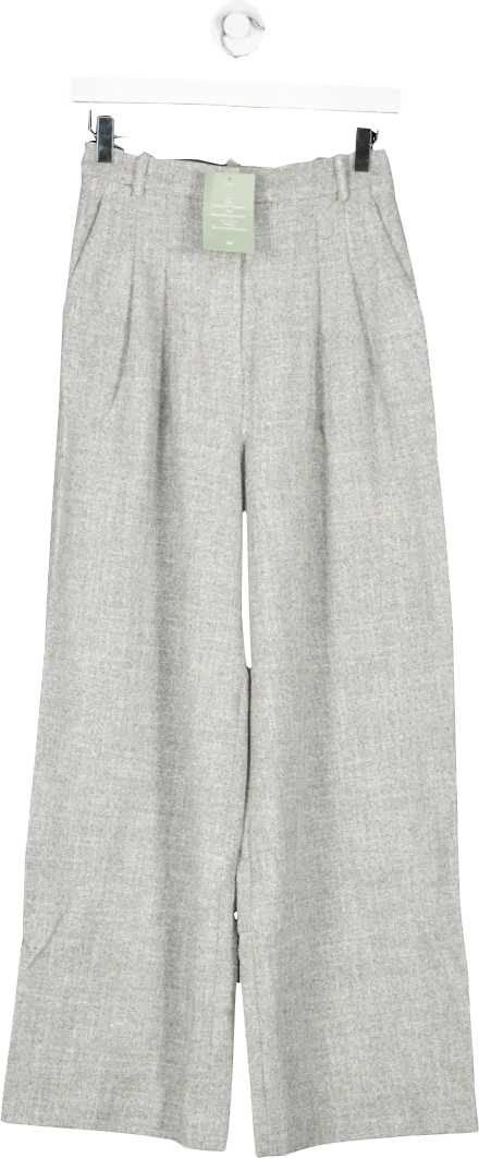 H&M Grey Wide Leg Viscose Trousers UK 6