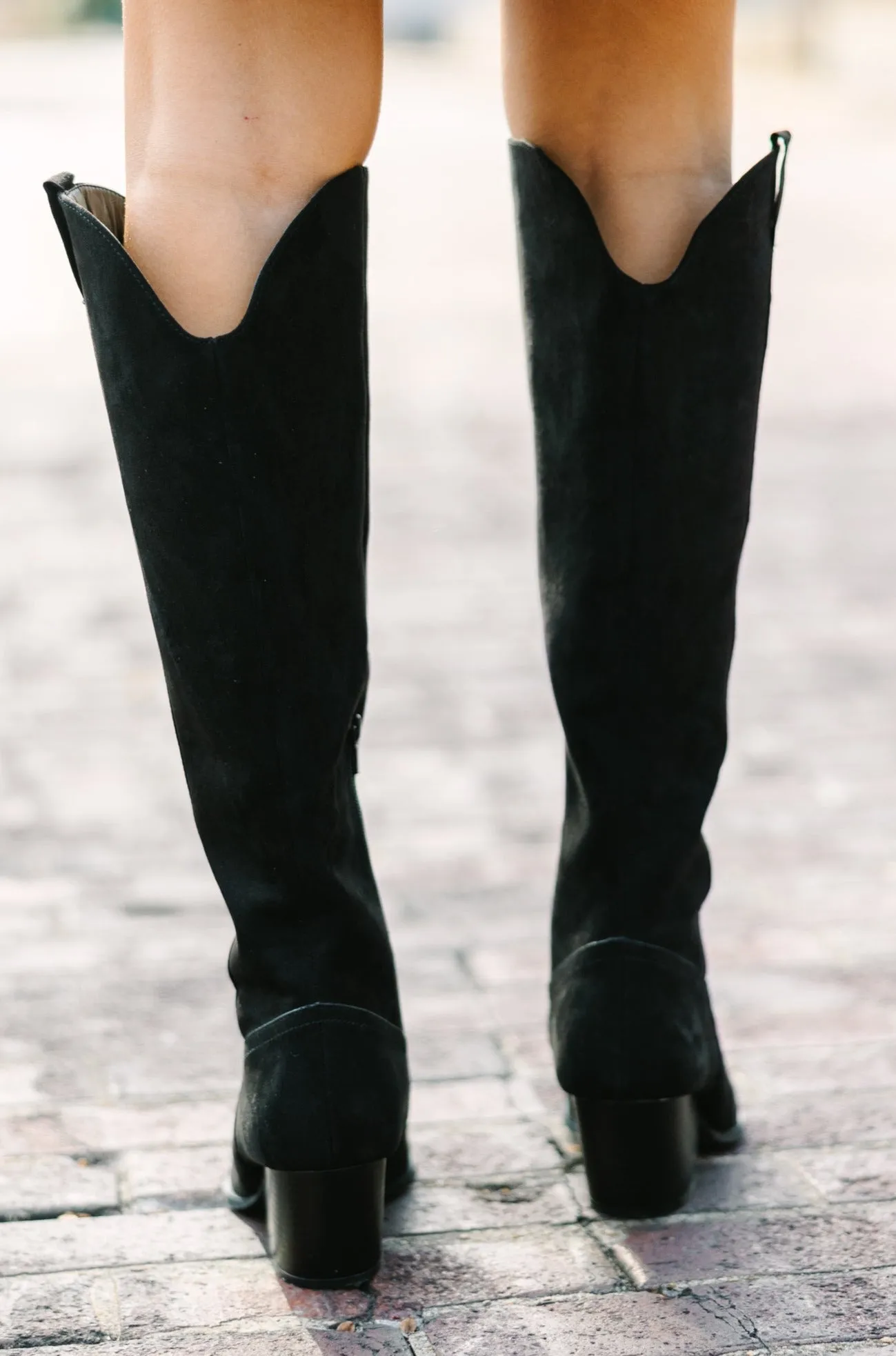 Happy Place Black Western Suede Boots