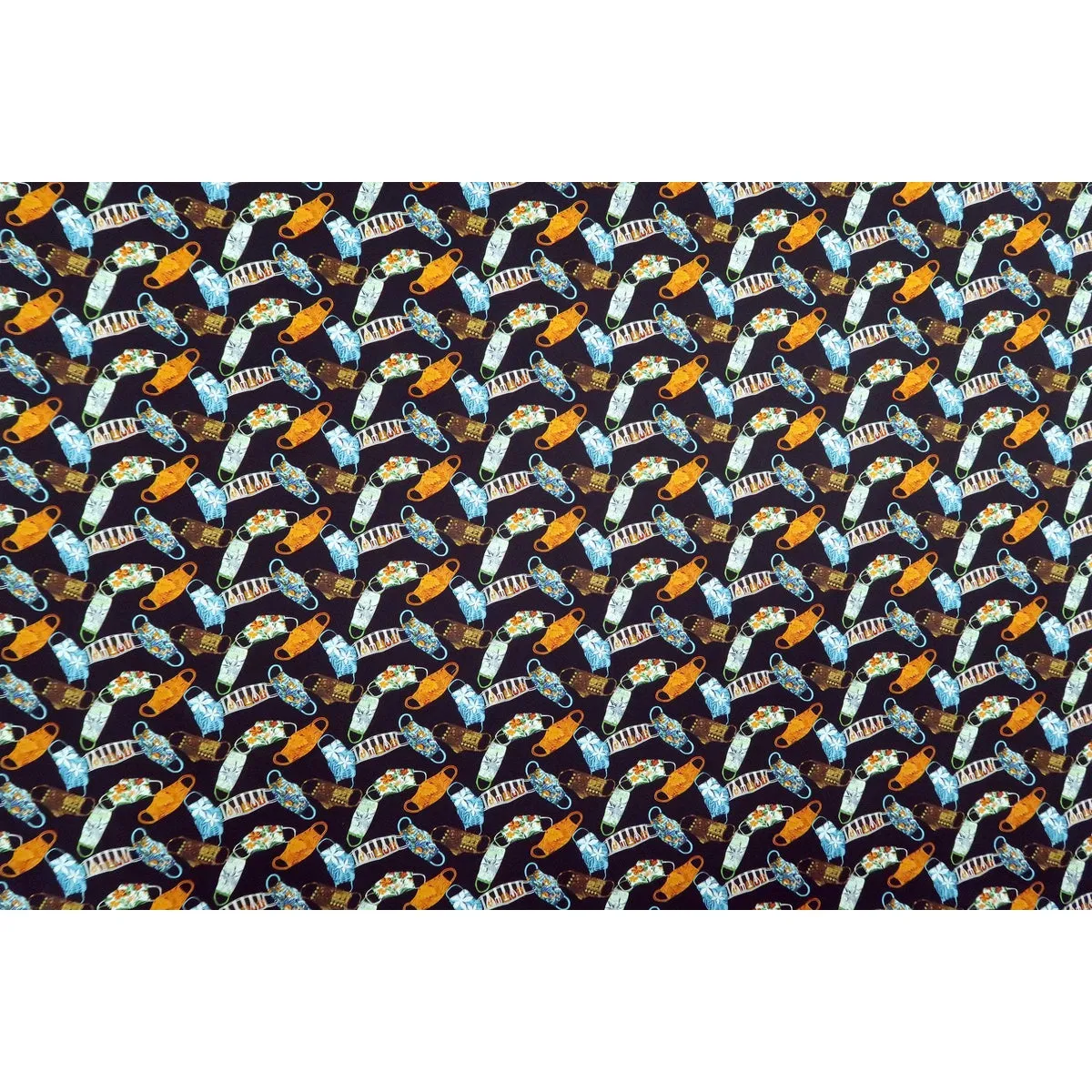 Hawaiian Mask Print Fabric | Black