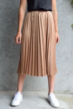 Hopeful Bronze Satin Pleated Skirt