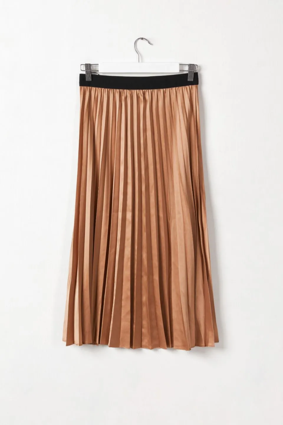 Hopeful Bronze Satin Pleated Skirt