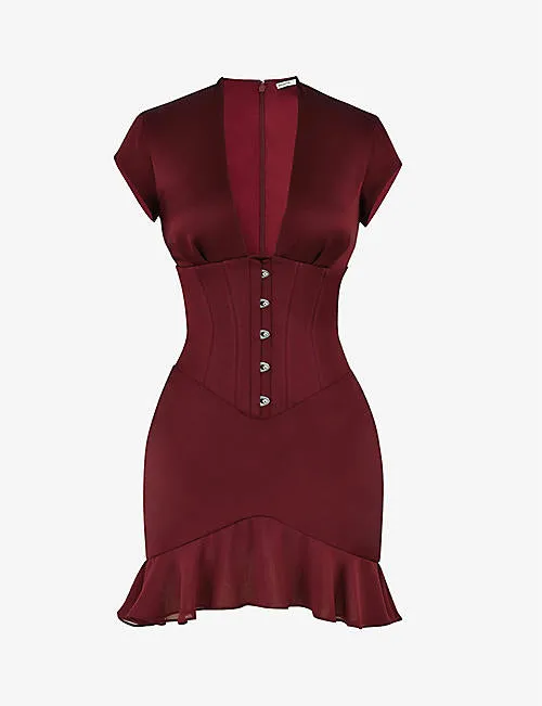 House of CB Red Tiana Corset Style Mini Dress UK XS