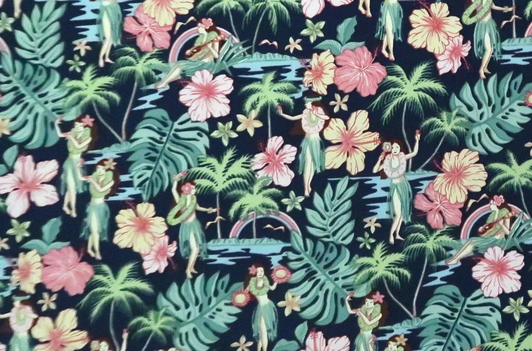 Hula Girls Navy Fabric BLU-0009C