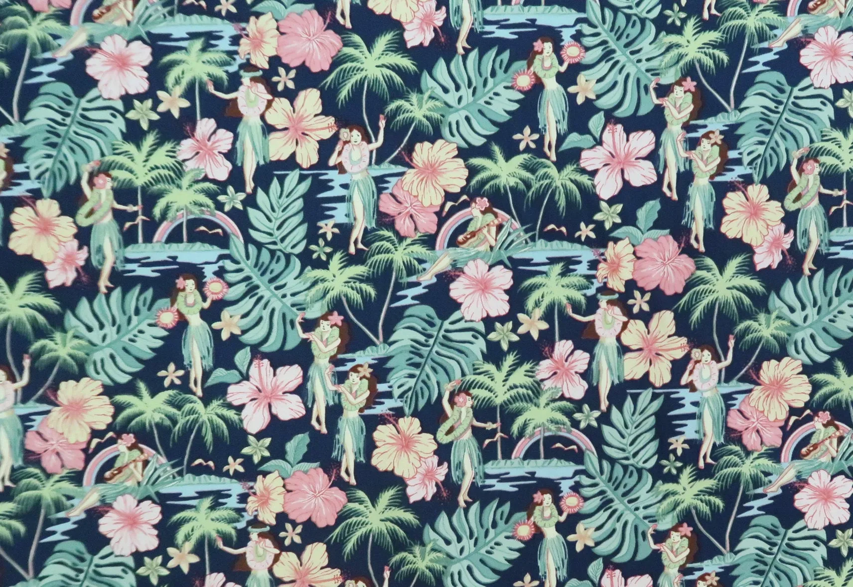 Hula Girls Navy Fabric BLU-0009C