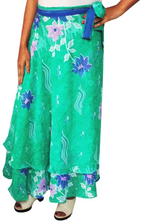 Indian Skirt Long Womens Wrap Around (Green)