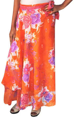 Indian Skirt Long Womens Wrap Around India Clothing (Orange)