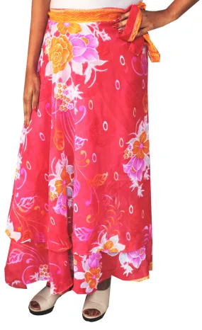 Indian Skirt Womens Wrap Around India Clothing (Pink)