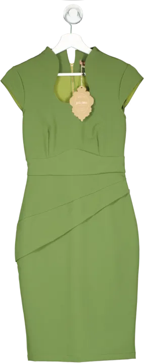 Jolie Moi Green High Collar Shift Dress UK 12