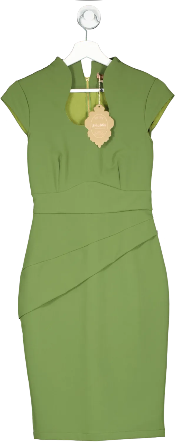 Jolie Moi Green High Collar Shift Dress UK 12