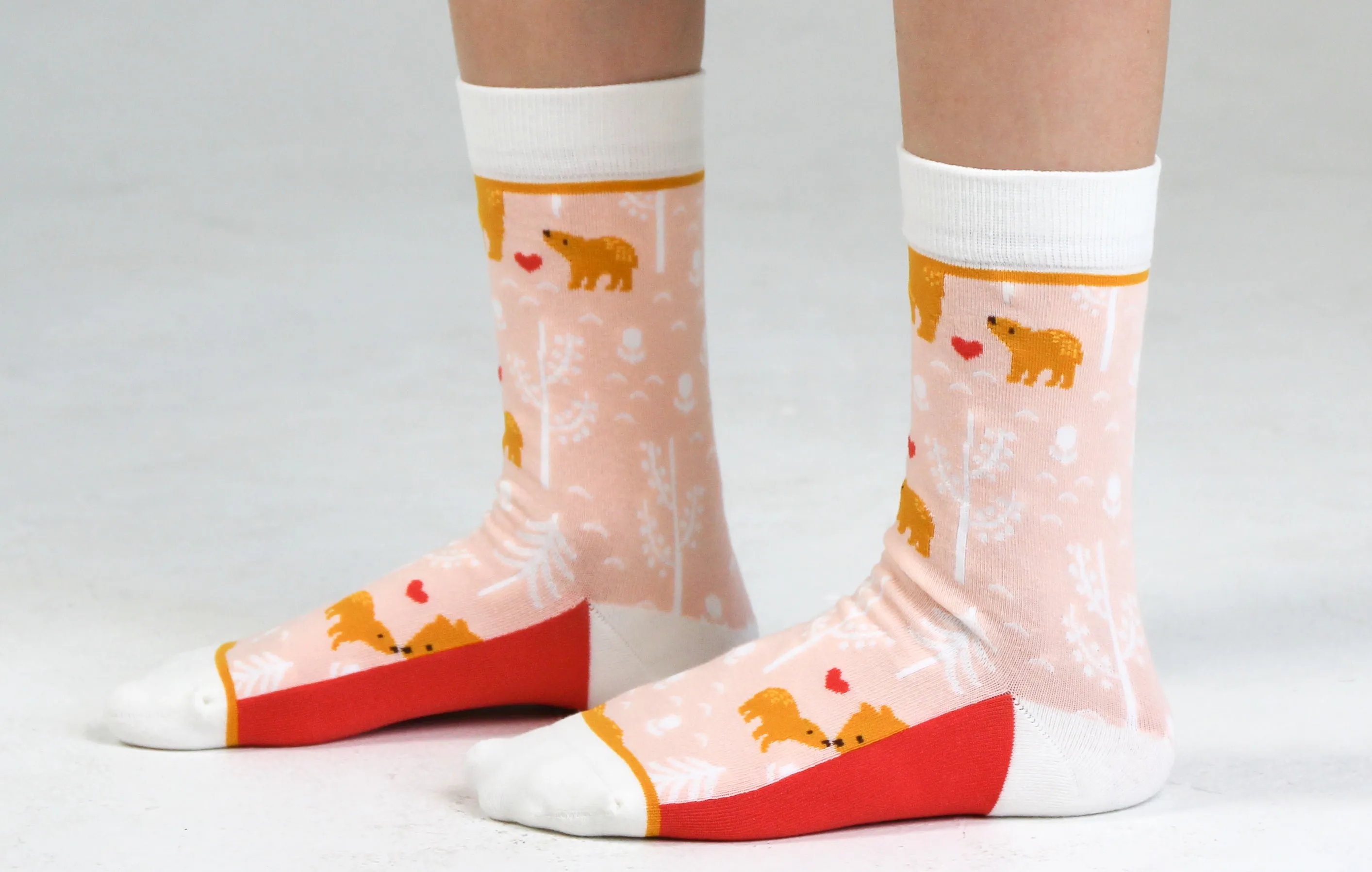 Kids' Cotton Crew Socks, Bear Cub