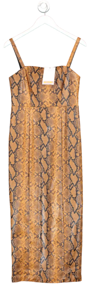 Kitri Brown Ursula Caramel Snakeskin Vinyl Dress UK 8