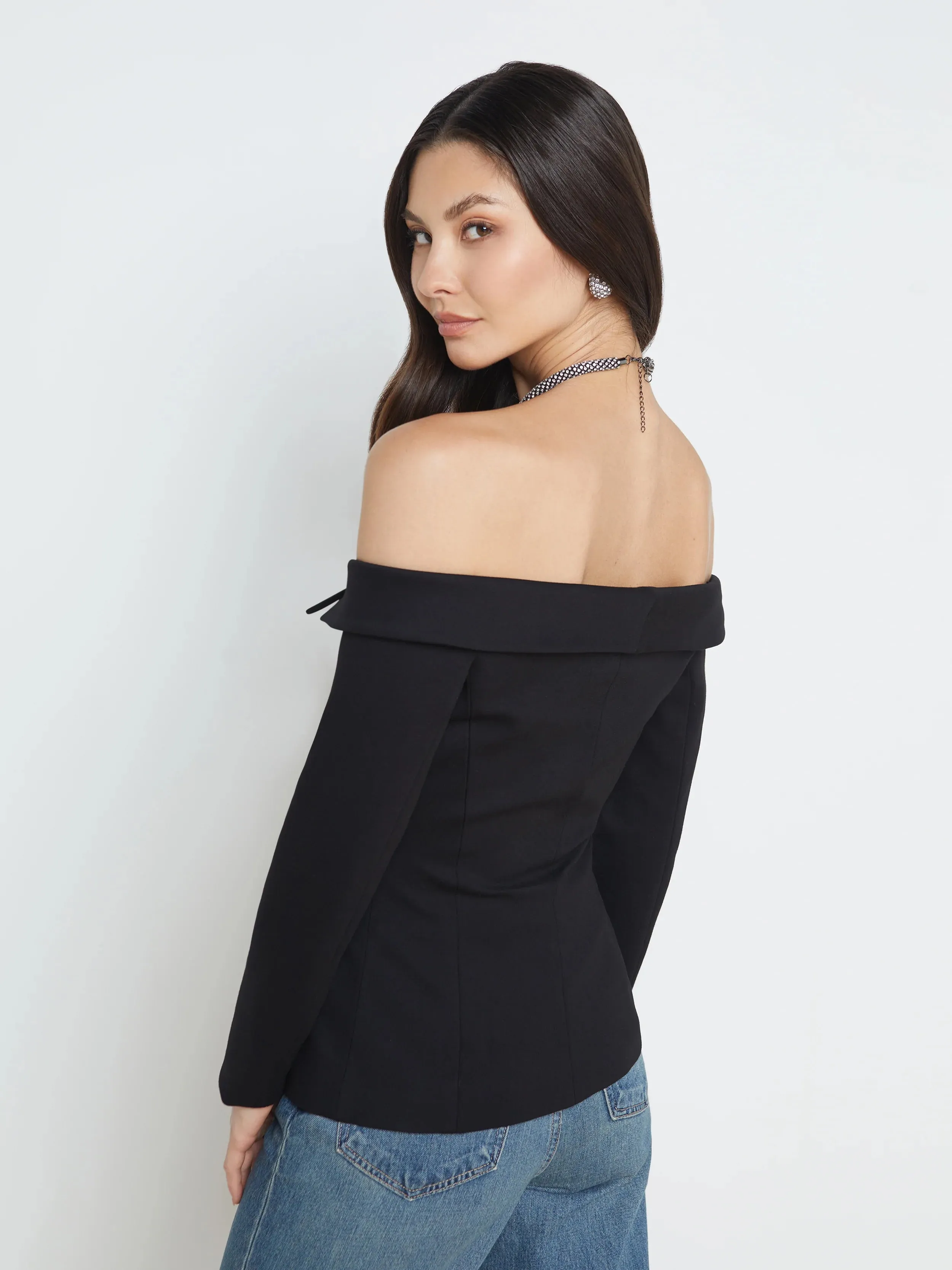 L’agence - Stephan Off Shoulder Blazer - Black