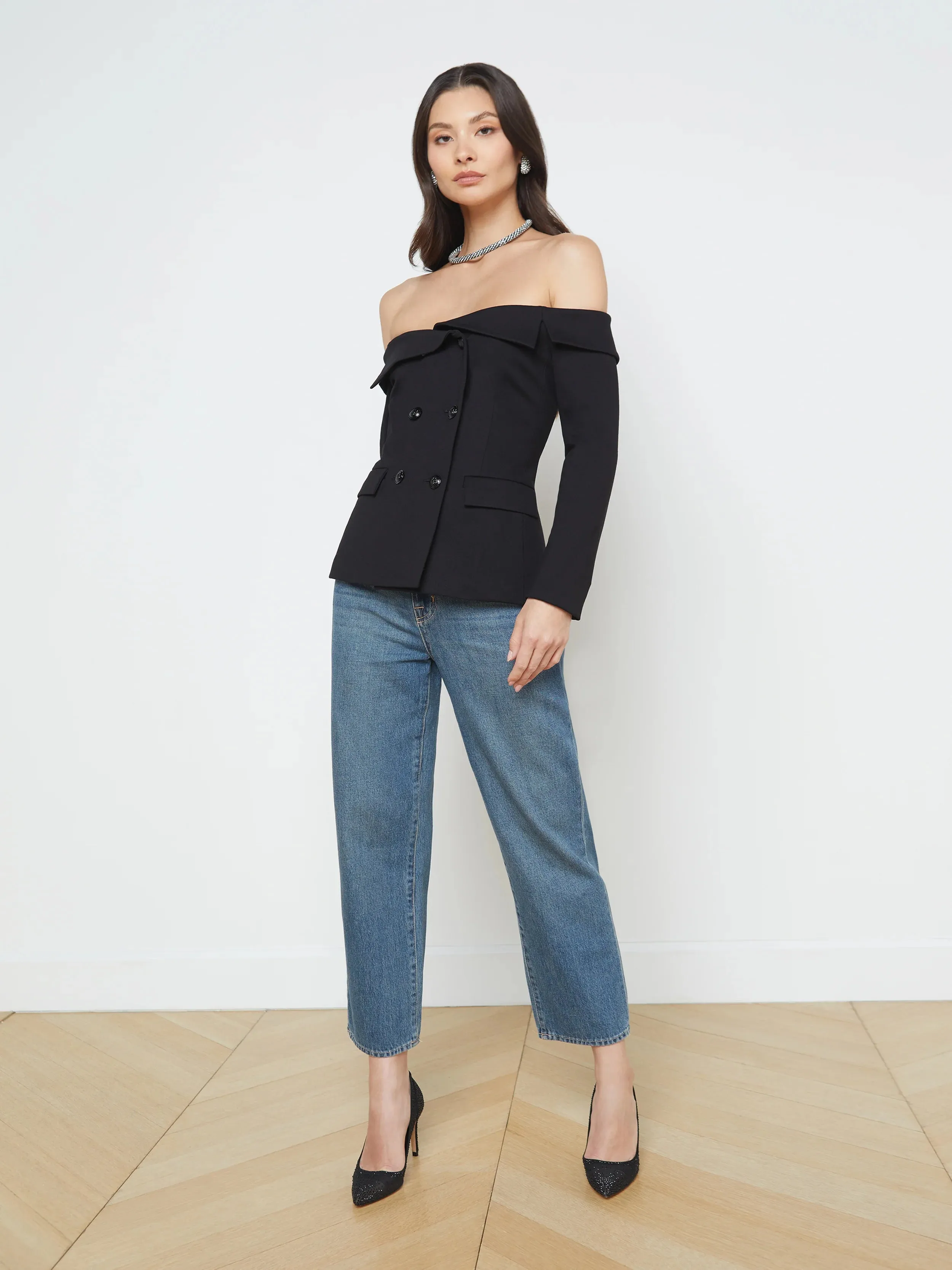 L’agence - Stephan Off Shoulder Blazer - Black