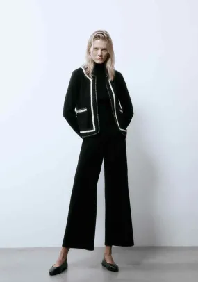 Long Textured Trousers - Black