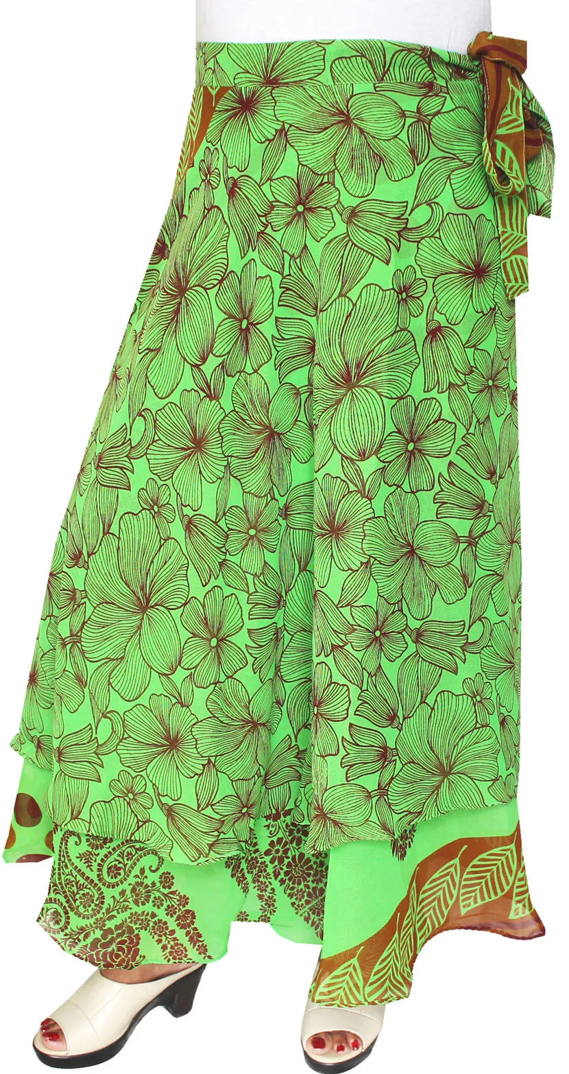 Long Wrap Around Skirt Womens India Clothing (Green)