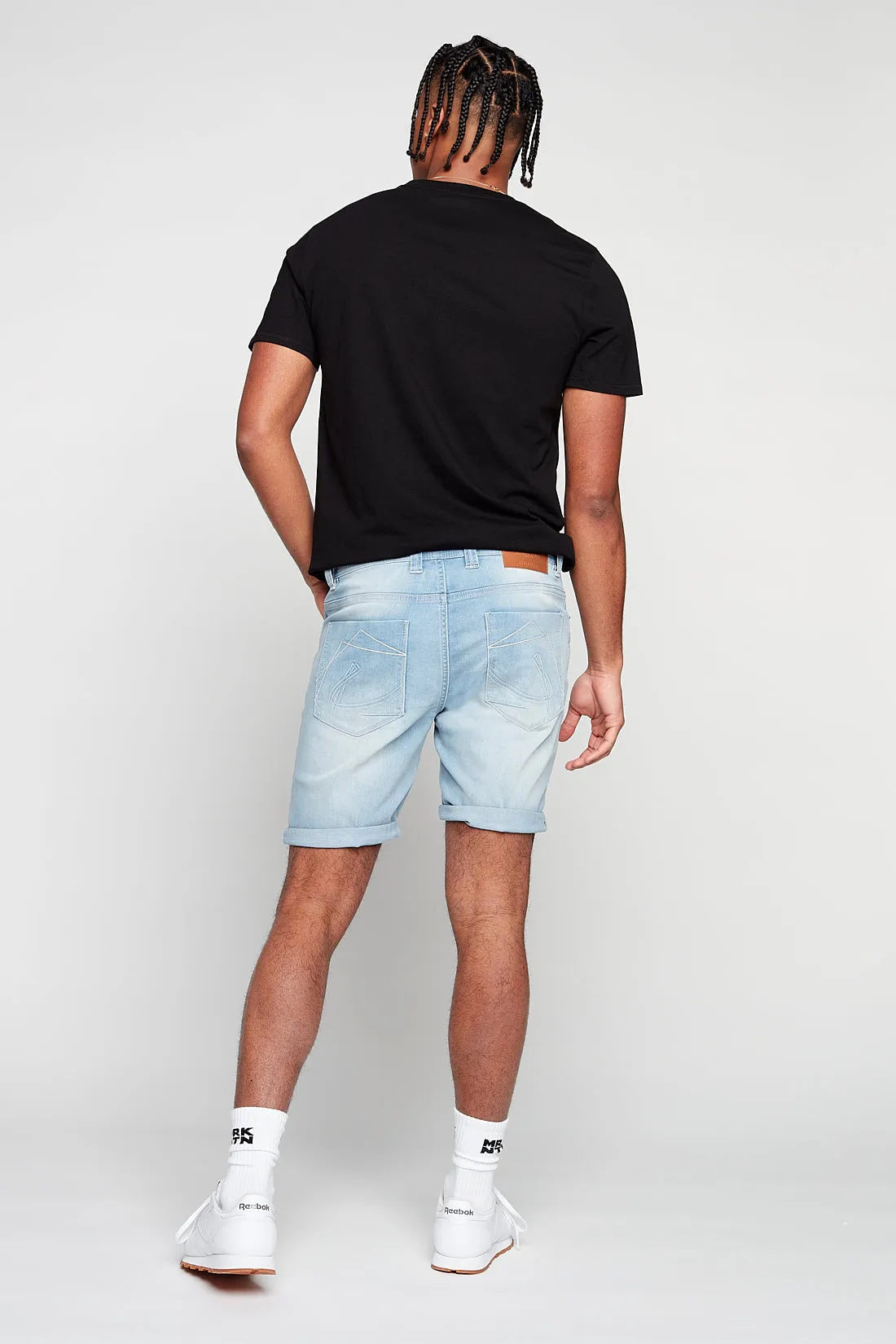 Men's Rolled-Up Shorts - Blue Bleach