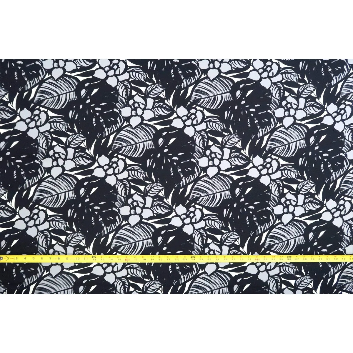 Modern Floral Cotton Fabric | Black & Grey BLK-0009C